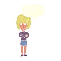 cartoon annoyed woman with speech bubble N185