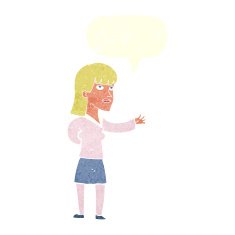 cartoon woman explaining with speech bubble N47