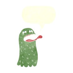 cartoon funny ghost with speech bubble N16