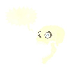 cartoon scary skull with speech bubble N24