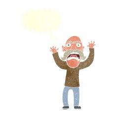 cartoon angry old man with speech bubble N143