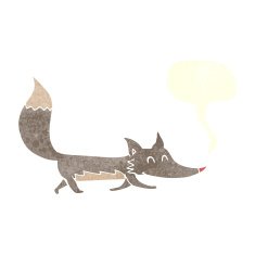 cartoon little wolf with speech bubble N30
