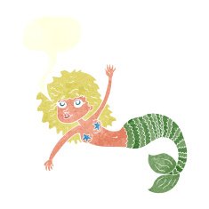 cartoon pretty mermaid with speech bubble N38