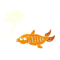 cartoon fish with speech bubble N87