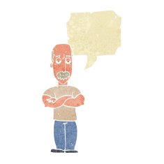 cartoon angry man with mustache speech bubble N10