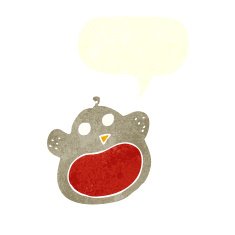 funny cartoon christmas robin with speech bubble N6