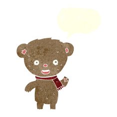 cartoon teddy bear with speech bubble N113