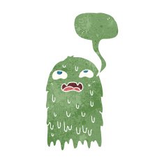 gross cartoon ghost with speech bubble N20