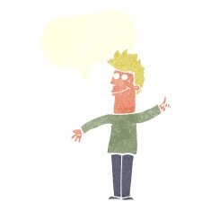 cartoon man with idea speech bubble N110