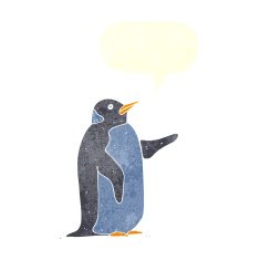 cartoon penguin with speech bubble N17