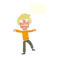 cartoon boy panicking with speech bubble N30