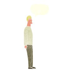 cartoon tall man with speech bubble N10
