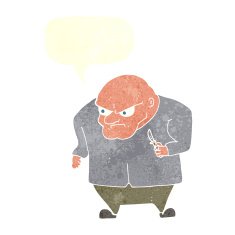 cartoon evil man with speech bubble N10