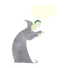 cartoon spooky vampire with speech bubble N10