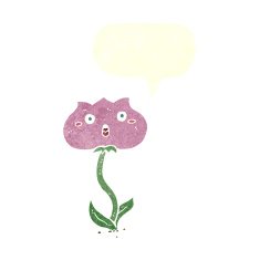 cartoon shocked flower with speech bubble N10
