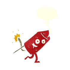 cartoon funny firework character with speech bubble N19