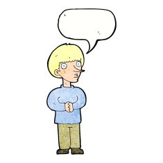 cartoon nervous man with speech bubble N139