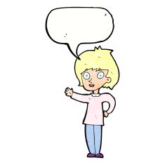cartoon happy woman with speech bubble N258