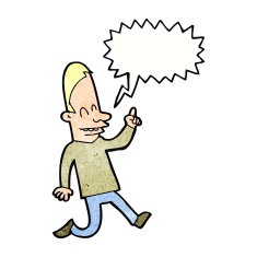 cartoon happy man pointing with speech bubble N61