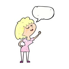 cartoon happy woman about to speak with speech bubble N11
