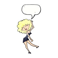 cartoon dancing woman with speech bubble N51
