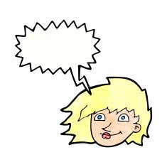 cartoon female face with speech bubble N153