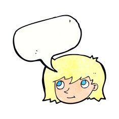 cartoon female face with speech bubble N154