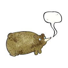funny cartoon bear with speech bubble N46