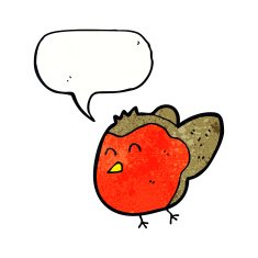 cartoon robin with speech bubble N37