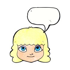 cartoon happy female face with speech bubble N191