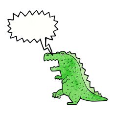 cartoon dinosaur with speech bubble N39
