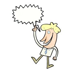cartoon man with idea speech bubble N111