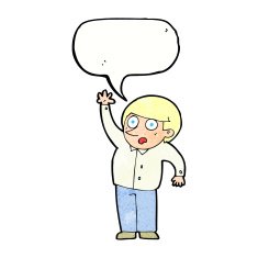 cartoon man asking question with speech bubble N51