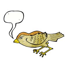 cartoon garden bird with speech bubble N40