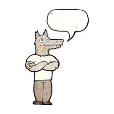 cartoon werewolf with speech bubble N30