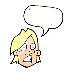 cartoon frightened face with speech bubble N11