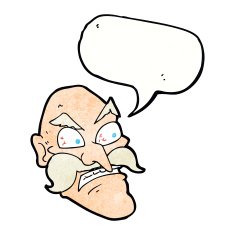 cartoon angry old man with speech bubble N145