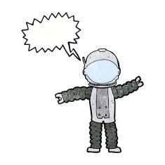 cartoon astronaut with speech bubble N126
