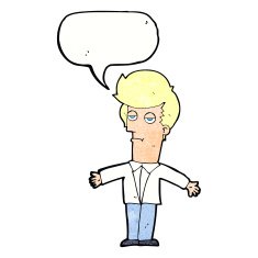 cartoon bored man with speech bubble N41