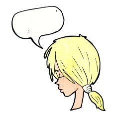 cartoon girl looking speechful with speech bubble N3