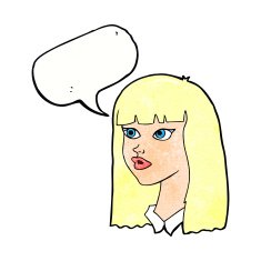 cartoon pretty girl with long hair speech bubble N11