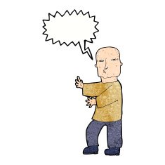 cartoon tough man with speech bubble N22
