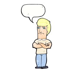 cartoon annoyed man with folded arms speech bubble N21