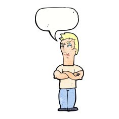 cartoon annoyed man with folded arms speech bubble N22