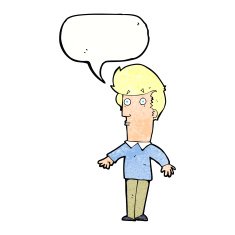 cartoon startled man with speech bubble N51