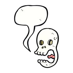 funny cartoon skull with speech bubble N22