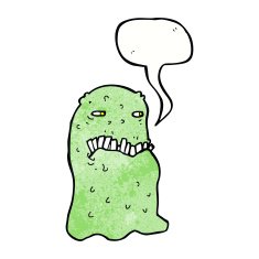 cartoon gross ghost with speech bubble N47