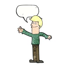cartoon happy man waving with speech bubble N41