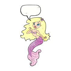 cartoon pretty mermaid with speech bubble N39