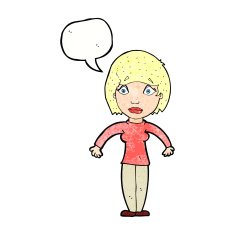 cartoon surprised woman with speech bubble N249